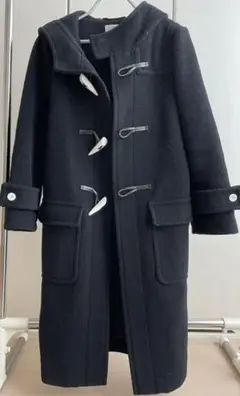 美品✨ハイク ダッフルコート ロング ヘリンボーン メルトン 白トグル 黒 2 HYKE(ハイク) ダッフルコート172-17028 022 172-17028 022