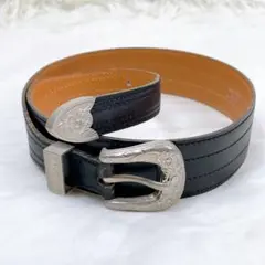 【希少】HERMES ウエスタンベルト ユニセックス 65 黒 ブラウン