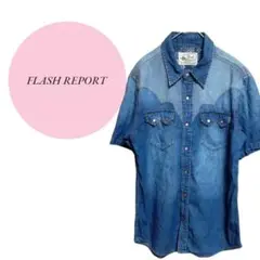 【フラッシュリポート】FlashReport♡デニムシャツ【L】ブルー♡理由あり