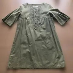 オリーブグリーン ボタン付きチュニックM