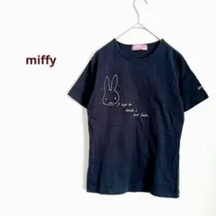 ミッフィー　半袖Tシャツ　綿100%　うさぎ　ラメ　ロゴ　 ネイビー　XS相当