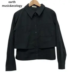 earth music&ecology ブラッククロップドシャツ　胸ポケット　F