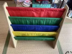 木製絵本ラック 4段 カラフル　本棚　絵本　棚