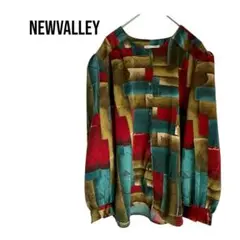 NewValley長袖ブラウスカットソー　総柄レトロデザイン　極美品
