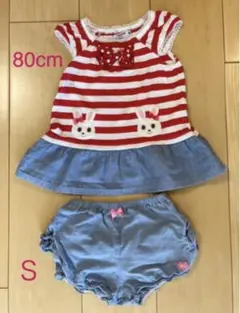 【値下げ！】ダブルうさこ　ボーダーワンピース&ブルマセット