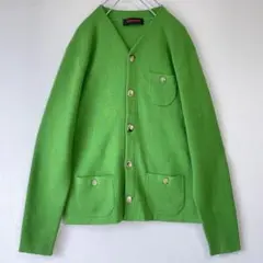 【コットンカシミヤ】人気 Caban カーディガン グリーン ハイゲージ S