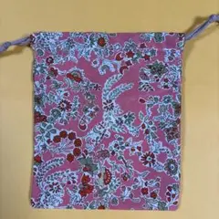 リバティ　花柄の布製巾着袋 小サイズ