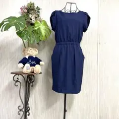 laboratory work ネイビー 半袖 ひざ丈ワンピース M