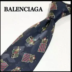 美品 ネクタイ バレンシアガ ハイブランド 高級 シルク ネイビー系 パリス