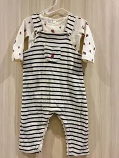 【美品】プチバトー　ボーダーサロペットとボディスーツセット6m