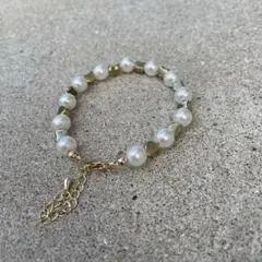 ハンドメイド パール×ゴールドハート ブレスレット レディース アクセサリー