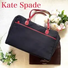 【美品】 ケイトスペード ボストンバッグ チェック A4 肩掛け可 保存袋付き