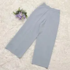クミキョク 組曲 ニットワイドレッグパンツ ベーシックパンツ ブルー