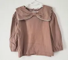 TheBeige☆長袖ブラウンリボントップス　90サイズ　ベビー　女の子