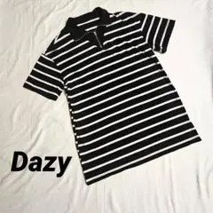 美品✨【Dazy】半袖 ハーフジップボーダーTシャツ ポロシャツ L 黒×白