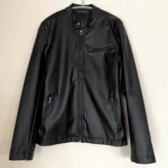 メンズ ジャケット ブラック 合皮 レザー M