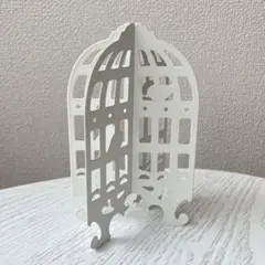 ホワイト 鳥かご型 アクセサリースタンド イヤーアクセサリー 組み立て式