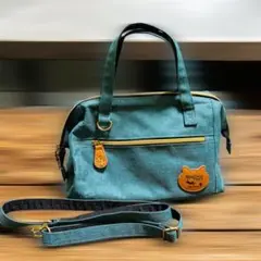 美品‼️ショルダーバック　ハンドバック　猫　ブルー　未使用級　キャンバス