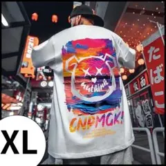 【在庫処分】Tシャツ　メンズ　ホワイト　クマ　XL　ユニセックス　半袖　海外　白