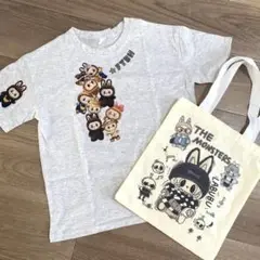 labubu Tシャツ 綿 ラププ 半袖　150 トートバッグセット