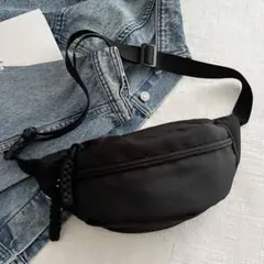 ボディバッグ ウエストバッグ ショルダーバッグ 男女兼用 2way ブラック