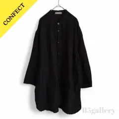 CONFECT 02212-0081-1 リネン七分袖バンドカラーシャツ