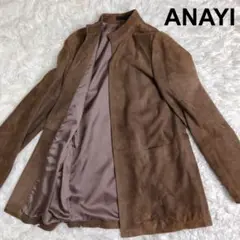 ANAYI アナイ ノーカラー ジャケット スエード 羊革 ラムレザー