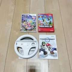 Wii マリオソフト3個＆ハンドル1個セット