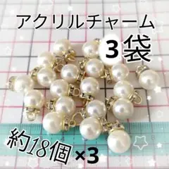 （ホワイト）アクリルチャーム 3袋 約18ヶ×3袋