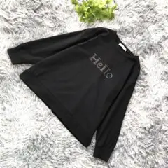 af comfy【L相当】黒 長袖 トップス ストーン Hello ロゴ