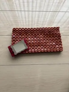 【美品】ビーズ編み クラッチバッグ＆鏡