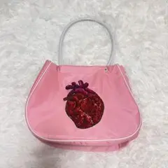 ハンドバック 古着 原宿 ピンク 個性的 刺繍 大容量