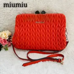 miumiu ミュウミュウ ショルダーバッグ がま口 オレンジ