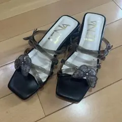 蝶々 ブラック サンダル