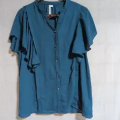 HK WORKS LONDON フリル付きシャツ LL 青