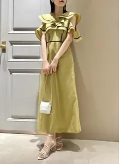 Lily Brown（リリーブラウン）配色フリルワンピース サイズ1 LIME