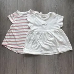 b.ROOM 女の子チュニック2枚セット 90cm ストライプ＆無地