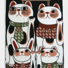 【福招き猫手ぬぐい】　日本製　✩.*˚福招きねこ ☺︎ 月見