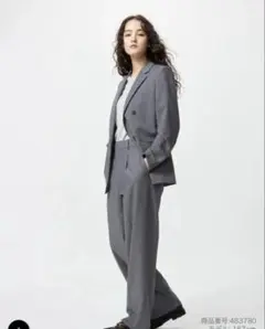 UNIQLO タックワイドパンツ L グレー(タグ付き)