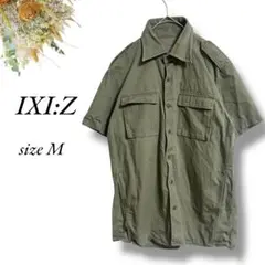 IXI:Z 半袖シャツ Mサイズ カーキ ミリタリー 胸ポケットあり3902