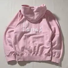 【良品】PAPAS/パパス　スウェット パーカー　ロゴプリント　ピンク　L相当