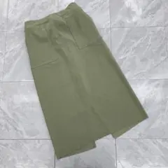 AIma Design タイトスカート ポケット付 きカーキ ミディ丈L