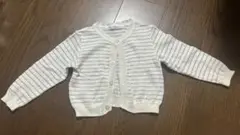 ファミリア　白とグレーのストライプカーディガン