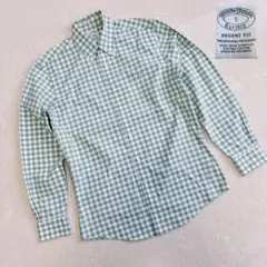ブルックスブラザーズ　ギンガムチェック BDシャツ　刺繍ロゴ　グリーン　S