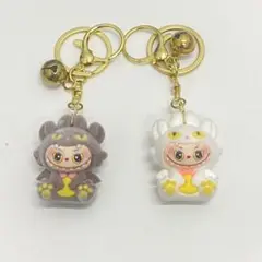 (62) 怪獣ラブブ キーホルダー 2個セット 白 黒 ストラップ