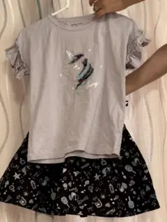 ユニコーンTシャツと星柄スカートセット