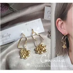 1101-G＊メタルゴールド ニュアンス フープ つぶつぶ ビーズ