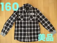 未使用　BACK AND FORTH チェック柄長袖シャツ 160 黒　白