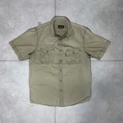 Eddie Bauer　半袖　サファリシャツ　ミリタリーシャツ　ワーク　カーキ