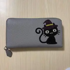 【新品未使用】韓国にて購入　猫　ねこ　ネコ　長財布　グレー　ハンドメイド